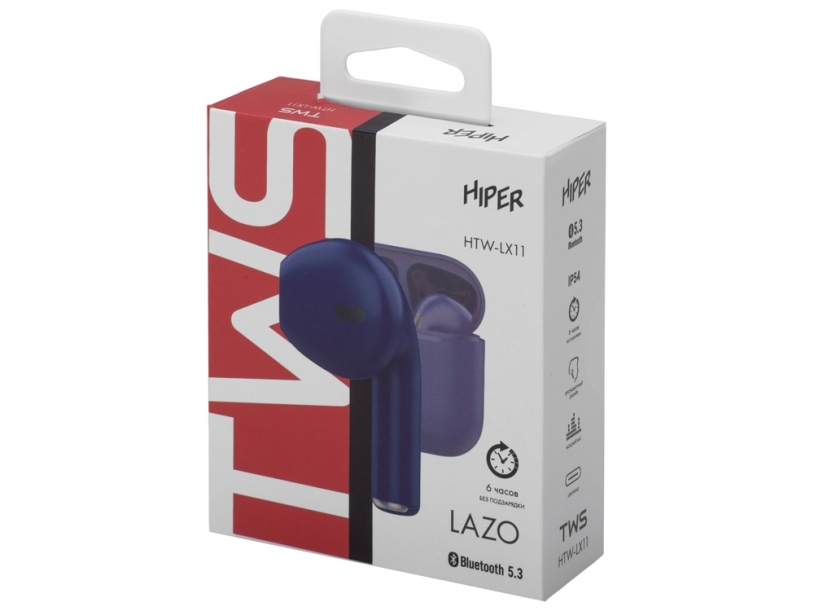 Беспроводные наушники HIPER TWS Lazo X12 White (HTW-LX12) Bluetooth 5.3 гарнитура, Белый (Р) (Изображение 4)