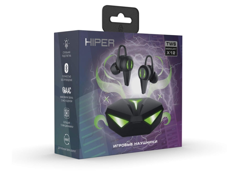 Беспроводные наушники HIPER TWS Mercury X12 (HTW-MX12) Bluetooth 5.1 гарнитура, Черный (Р) (Изображение 5)