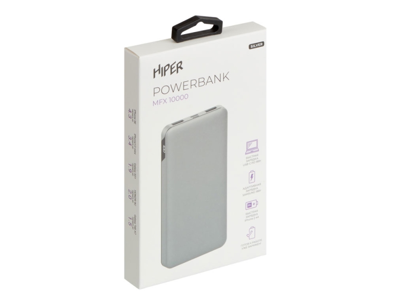 Портативный внешний аккумулятор MFX 10000 Silver (Р) (Изображение 5)