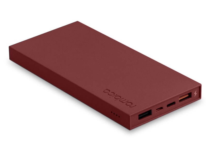 Внешний аккумулятор Rombica NEO ARIA Claret, 10000 мАч, Soft-touch, PD, QCharge, Type-C, бордовый (Р) (Изображение 1)