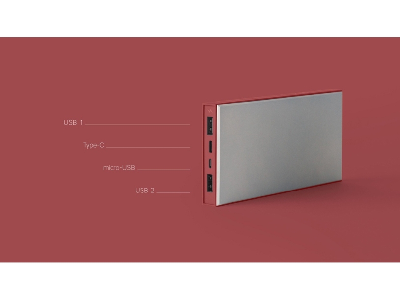Внешний аккумулятор Rombica NEO ARIA Claret, 10000 мАч, Soft-touch, PD, QCharge, Type-C, бордовый (Р) (Изображение 6)