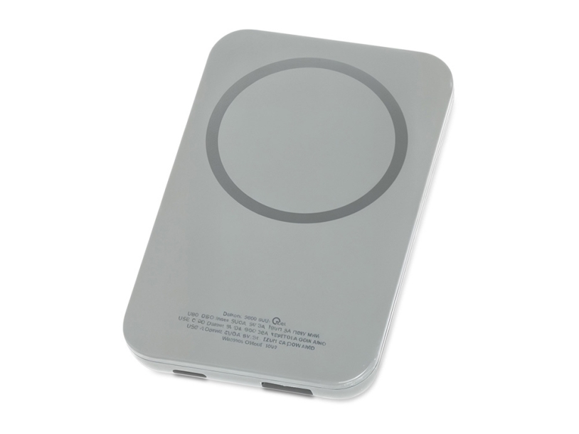 Магнитный беспроводной внешний аккумулятор с быстрой зарядкой QC/PD 20 Вт MagnetIQ, 5000 mAh (серый)  (Изображение 1)