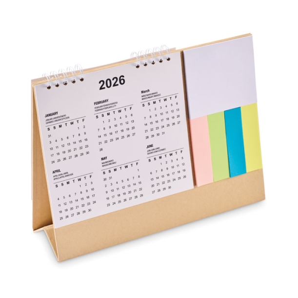 Desk calendar with memo pad (бежевый) (Изображение 1)