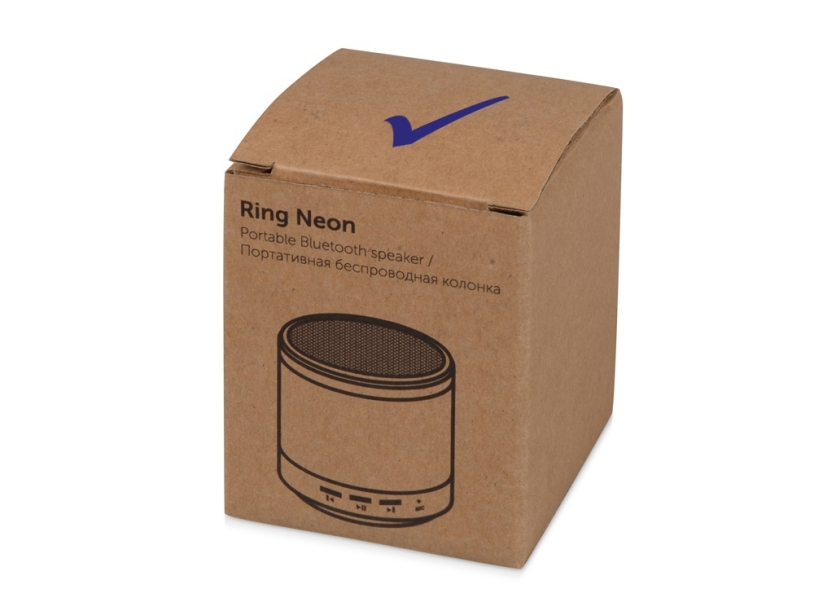 Портативная колонка Ring neon с синей подсветкой корпуса, серебристый (Изображение 5)