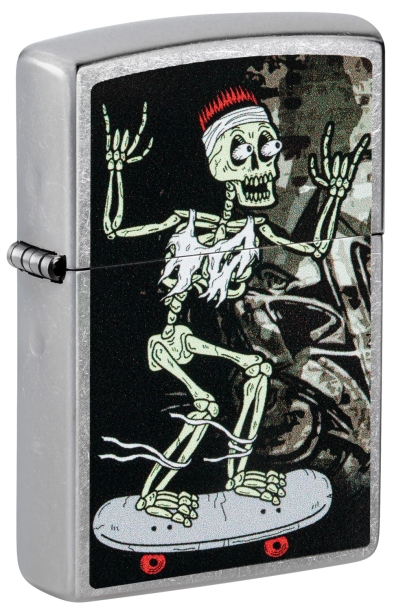 Зажигалка ZIPPO Skateboard Design с покрытием Street Chrome, латунь/сталь, серебристая, 38x13x57 мм (Изображение 1)