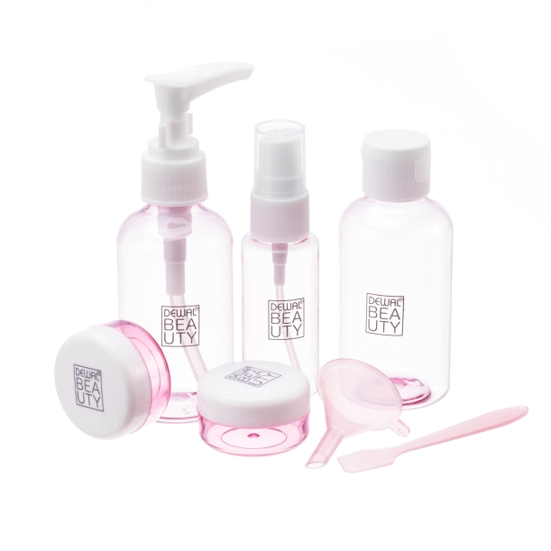 Дорожный набор баночек для путешествий Dewal Beauty, розовый, 7пр. (Изображение 1)