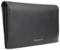 Кошелёк женский BUGATTI Lady Top, чёрный, натуральная воловья кожа, 19,5х2х10 см