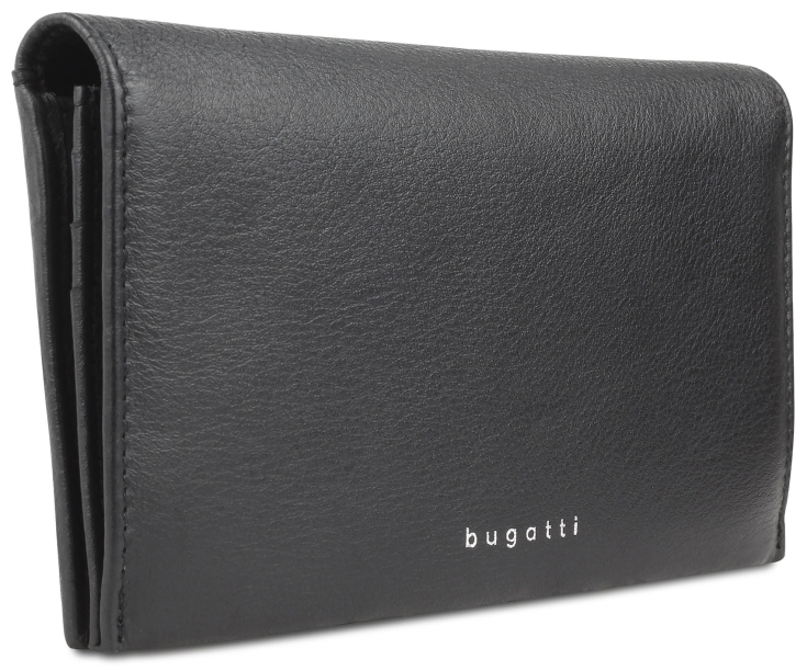 Кошелёк женский BUGATTI Lady Top, чёрный, натуральная воловья кожа, 19,5х2х10 см (Изображение 1)