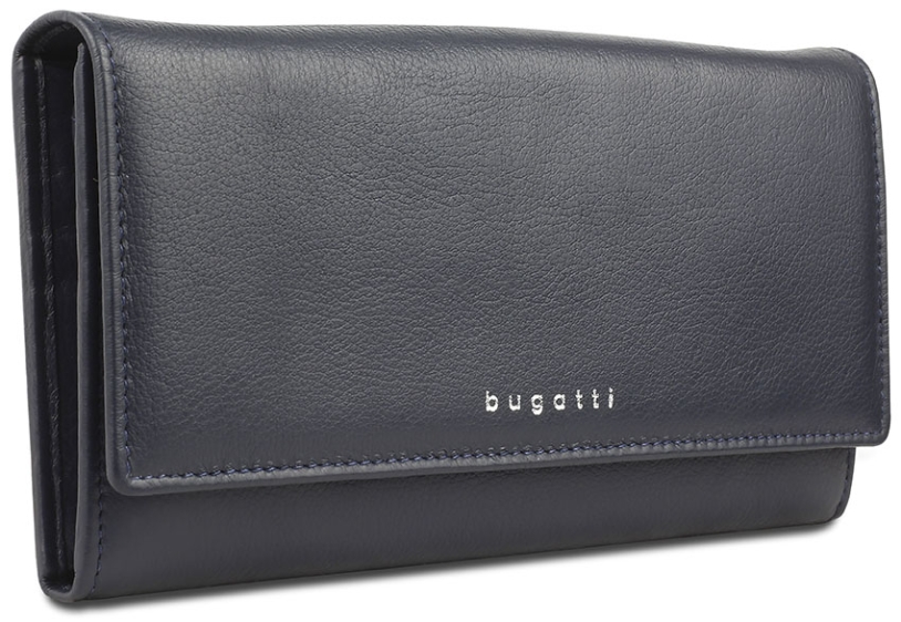 Кошелёк женский BUGATTI Lady Top, тёмно-синий, натуральная воловья кожа, 20х2,5х10,5 см (Изображение 1)