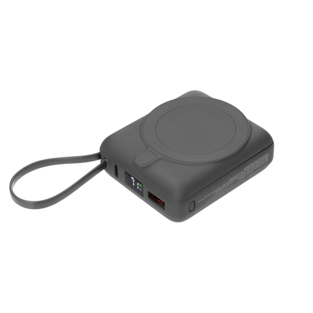 Внешний аккумулятор с подсветкой Ritter PD 10000mAh с функцией беспроводной зарядки 15W, серый (Изображение 1)