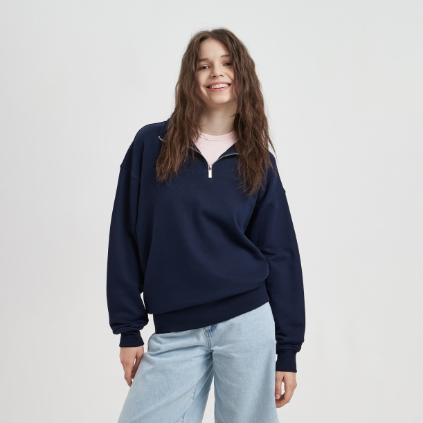 Толстовка на молнии унисекс FLOW, темно-синяя, размер 3XL/4XL (Изображение 1)