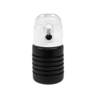 Бутылка для воды складная с карабином SPRING; черная, 550/250 мл, силикон