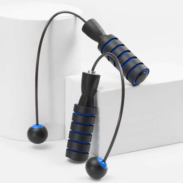 Беспроводная скакалка Silentino, черная с синим (Изображение 3)