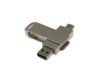 USB 2.0- флешка на 32 Гб с поворотным механизмом и дополнительным разъемом Type-C (серый) 32Gb (Изображение 1)