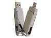 USB 2.0- флешка на 16 Гб с поворотным механизмом и дополнительным разъемом Type-C (серый) 16Gb (Изображение 5)