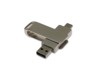 USB 2.0- флешка на 16 Гб с поворотным механизмом и дополнительным разъемом Type-C (серый) 16Gb