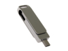 USB 2.0- флешка на 32 Гб с поворотным механизмом и дополнительным разъемом Type-C (серебристый) 32Gb (Изображение 2)