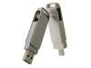 USB 2.0- флешка на 64 Гб с поворотным механизмом и дополнительным разъемом Type-C (серебристый) 64Gb (Изображение 4)