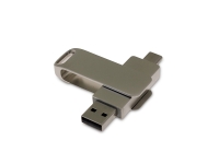 USB 3.0- флешка на 64 Гб с поворотным механизмом и дополнительным разъемом Type-C (серый) 64Gb