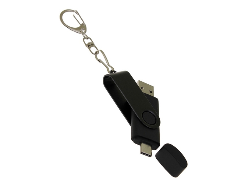 USB 3.0- флешка на 32 Гб с поворотным механизмом и дополнительным разъемом Type-C (черный) 32Gb (Изображение 4)