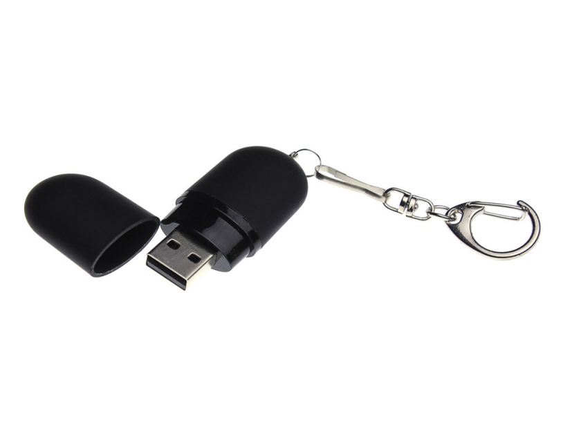 USB 2.0- флешка Goutte Soft-touch на 512 Мбайт каплевидной формы (черный) 512Mb (Изображение 2)
