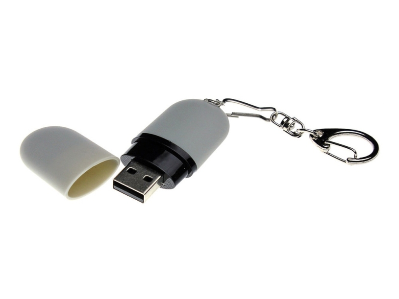 USB 2.0- флешка Goutte Soft-touch на 16 Гб каплевидной формы (серый) 16Gb (Изображение 2)