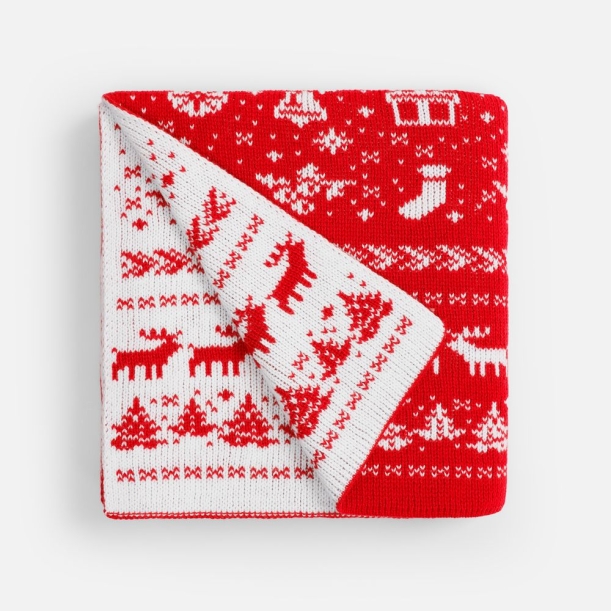 Плед Holidale, красный с молочным (Изображение 2)