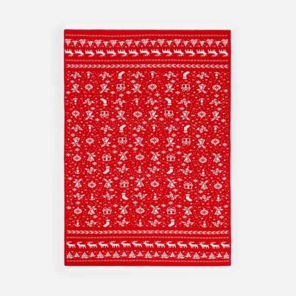 Плед Holidale, красный с молочным (Изображение 4)