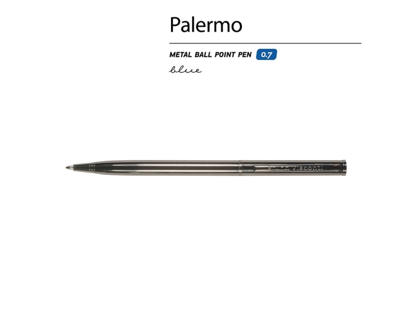 Ручка металлическая шариковая Palermo (стальной)  (Изображение 2)