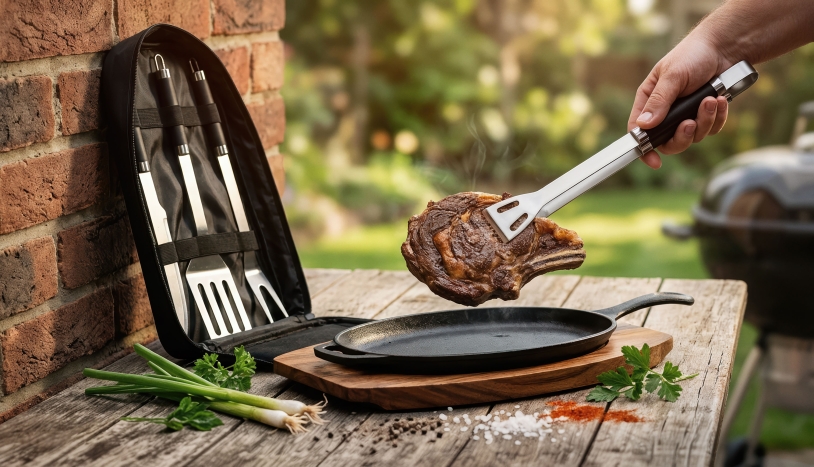 Набор для барбекю "Grill" в сумке (черный) (Изображение 4)