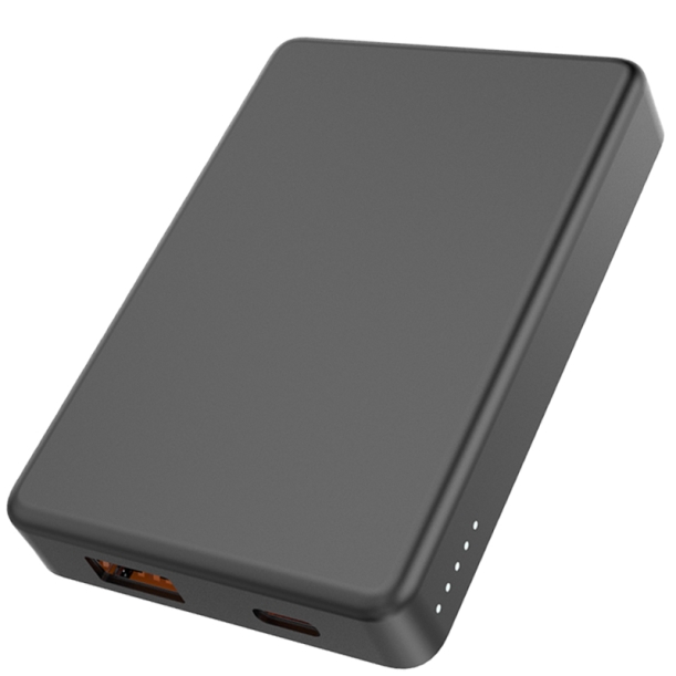 Магнтиный внешний аккумулятор Magnetic с беспроводной зарядкой (5W), 5000 Mah, черный (Изображение 3)