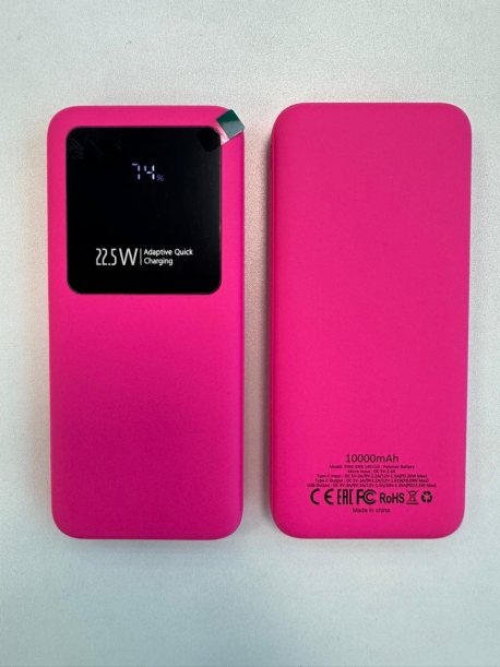 Внешний аккумулятор Kris soft touch 10000mAh (Розовый) (Изображение 1)