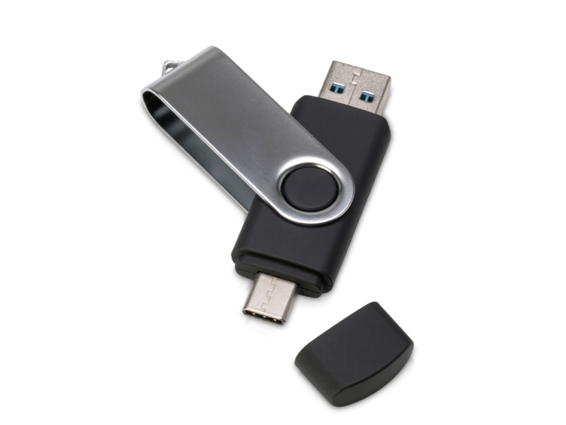 USB3.0/USB Type-C флешка на 32 Гб Квебек C, черный (Изображение 1)