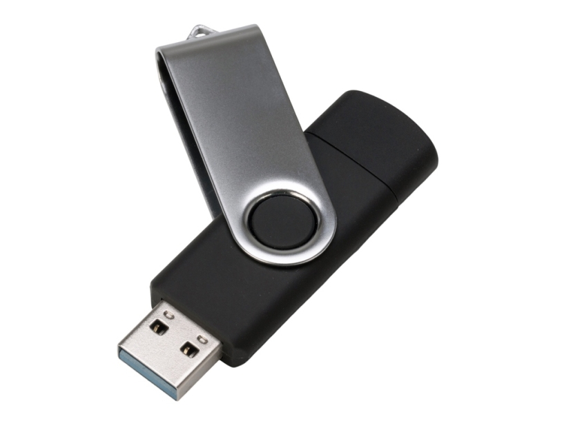 USB3.0/USB Type-C флешка на 32 Гб Квебек C, черный (Изображение 2)