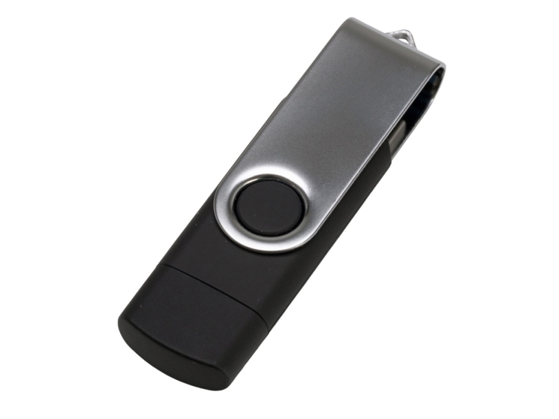 USB3.0/USB Type-C флешка на 32 Гб Квебек C, черный (Изображение 3)