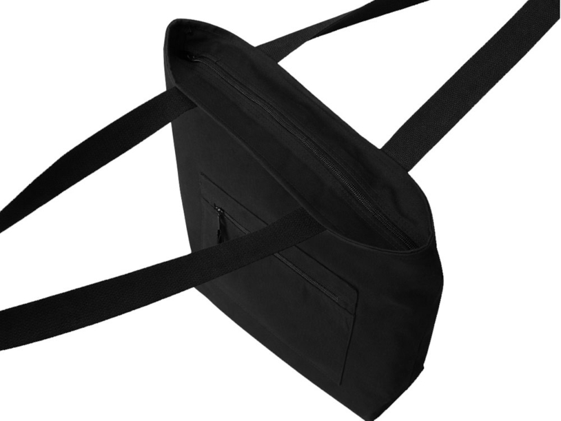 Сумка на молнии Zipper  Neo из хлопка 280 г c карманом на молнии спереди, черный (Изображение 4)