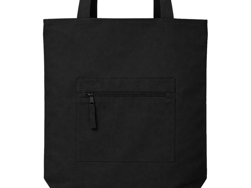 Сумка на молнии Zipper  Neo из хлопка 280 г c карманом на молнии спереди, черный (Изображение 5)