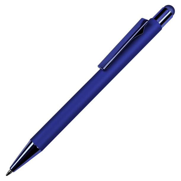 Ручка шариковая FACTOR COLOR со стилусом, синий, металл, пластик, софт-покрытие (Изображение 1)