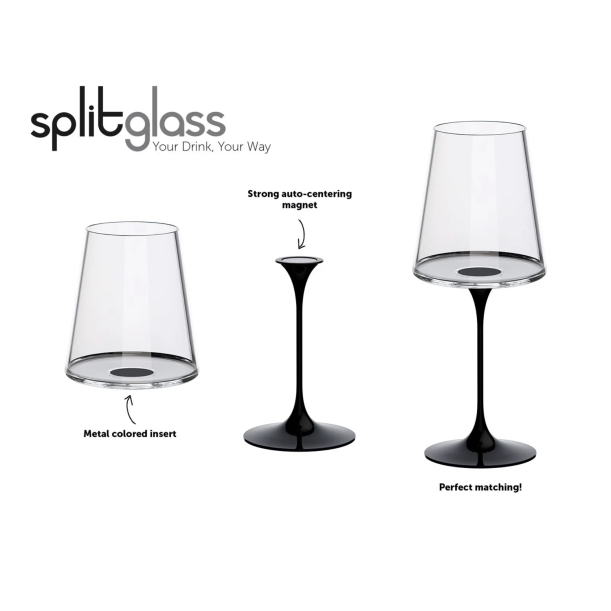 Хрустальный бокал для белого вина на магните Trebonn SplitGlass, 2 шт, 280 мл (Изображение 4)