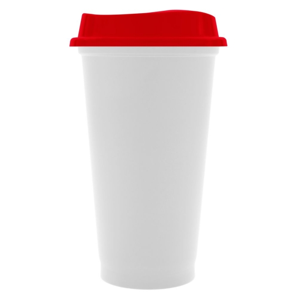 Стакан с крышкой Color Cap White, белый с красным (Изображение 1)