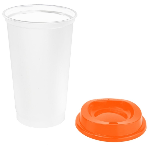 Стакан с крышкой Color Cap White, белый с оранжевым (Изображение 2)