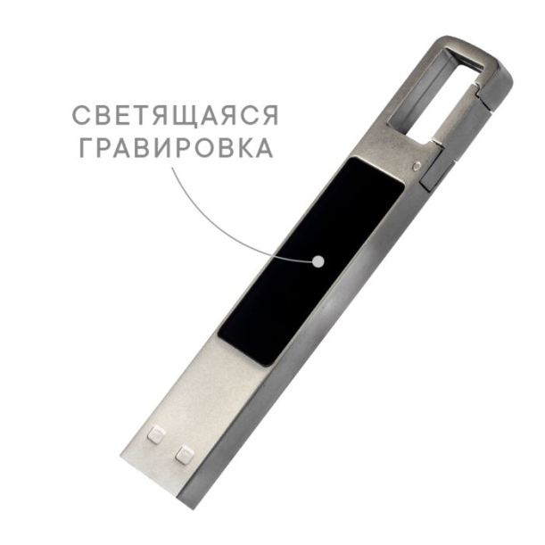 USB-Flash накопитель "Jeebs" (флешка 64 Гб) с подсветкой логотипа (серебристый) (Изображение 1)