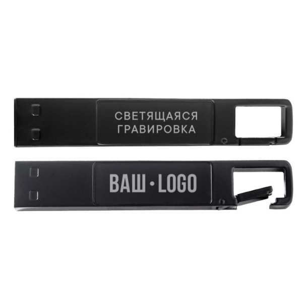 USB-Flash накопитель "Jeebs" (флешка 64 Гб) с подсветкой логотипа (черный) (Изображение 3)