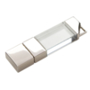Флеш накопитель USB 2.0 Crystal v2 32GB, металл/стекло, прозрачный/серебристый, подсветка синим (Изображение 1)
