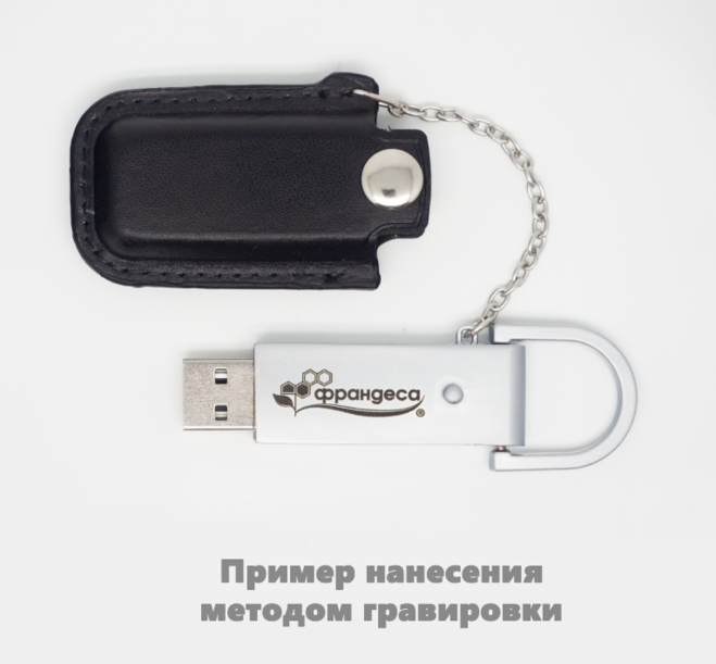 Флеш накопитель USB 2.0 Palermo в кожаном чехле 16GB, металл, черный/серебристый (Изображение 2)