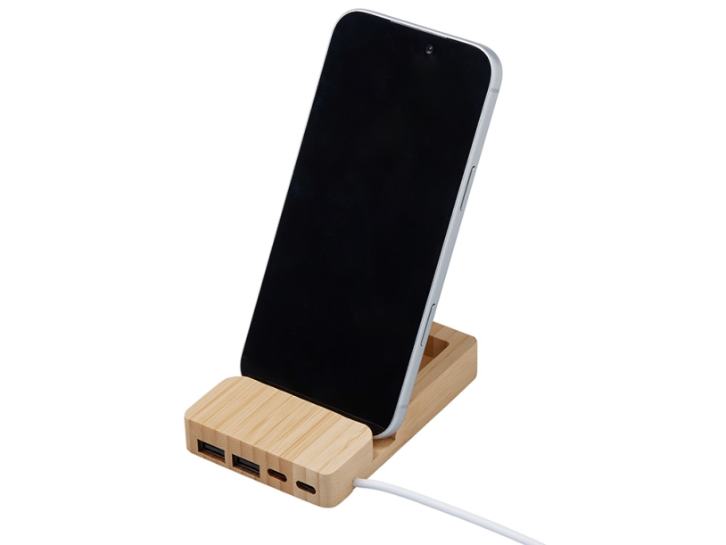 USB хаб Memo, 2*USB, 2*Type C, бамбук (Изображение 4)