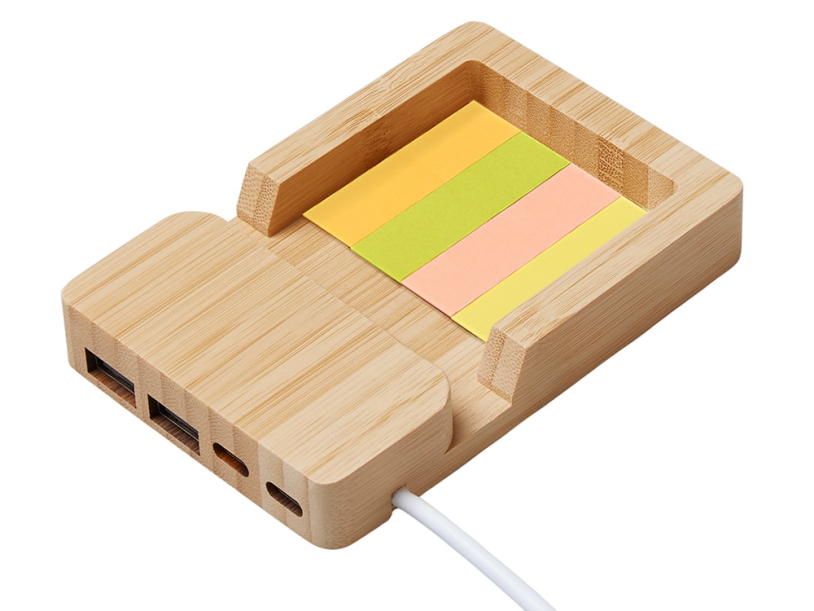 USB хаб Memo, 2*USB, 2*Type C, бамбук (Изображение 5)