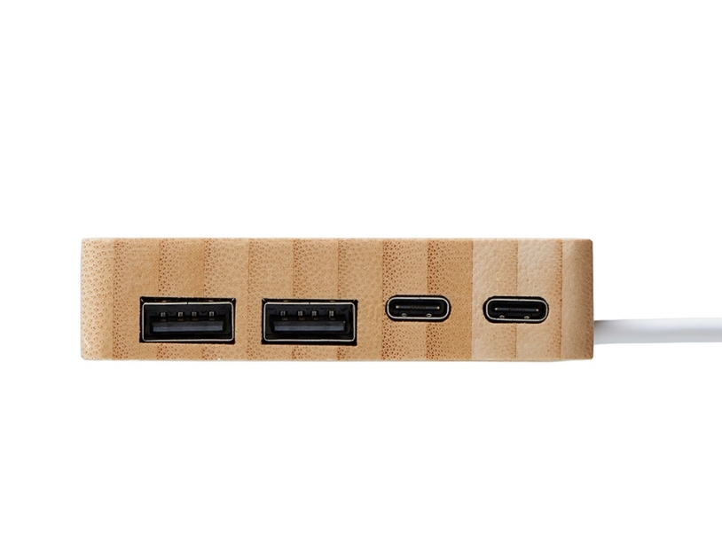 USB хаб Memo, 2*USB, 2*Type C, бамбук (Изображение 8)