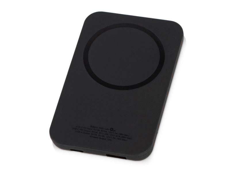 Магнитный беспроводной внешний аккумулятор MagnetIQ, 5000 mah, 10 W, черный (Р) (Изображение 1)