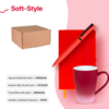 Набор подарочный SOFT-STYLE: бизнес-блокнот, ручка, кружка, коробка, стружка, красный (Изображение 1)